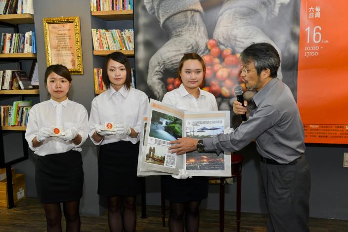 2014台灣咖啡節記者會，文化處長劉銓芝介紹雲林縣內各景區之美，邀請民眾走訪、品味台灣咖啡香。