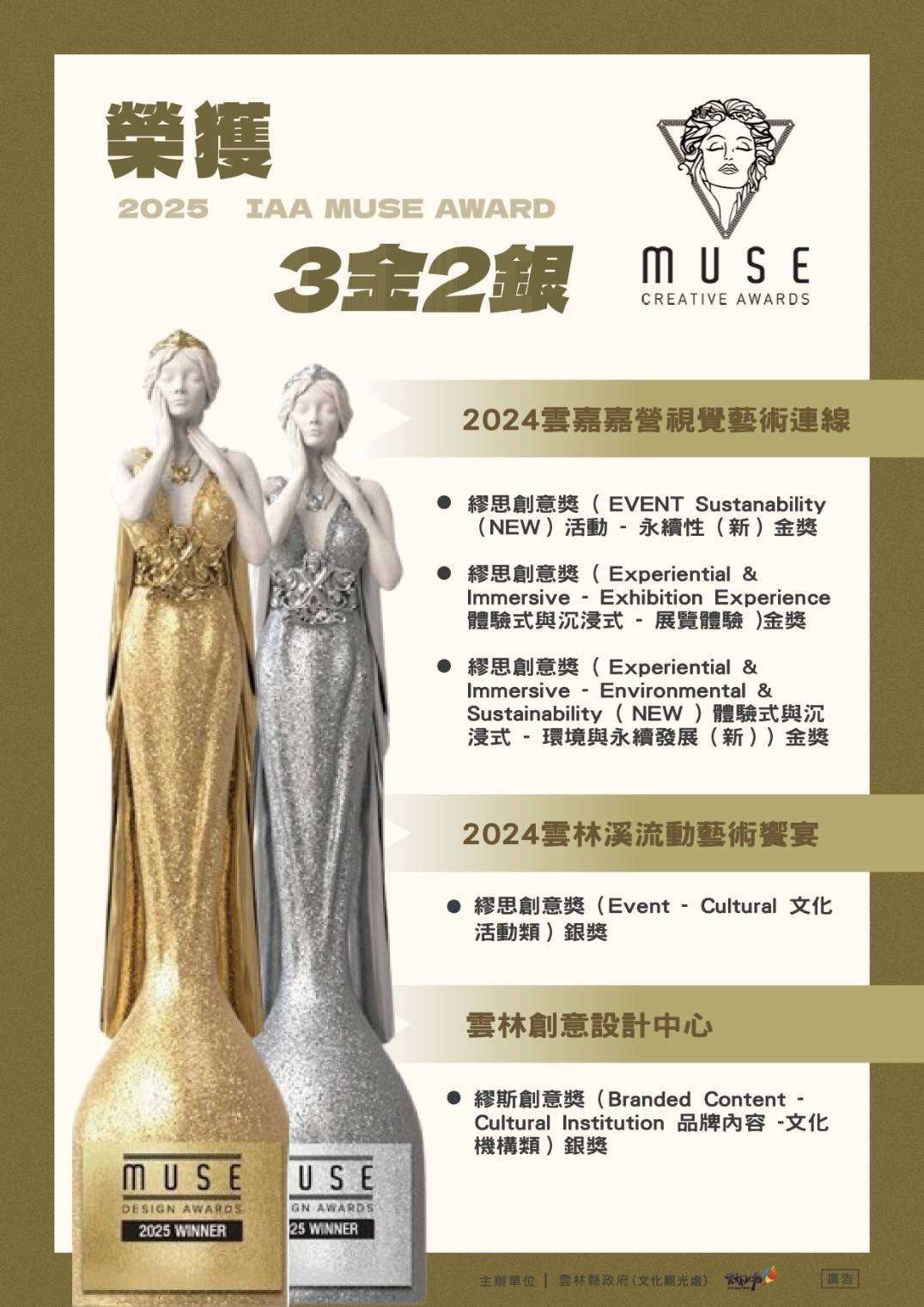 雲林縣文化觀光處優質藝文活動 再獲美國IAA謬思創意獎三金二銀殊榮