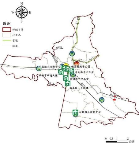 斗南鎮避難收容處所分佈圖