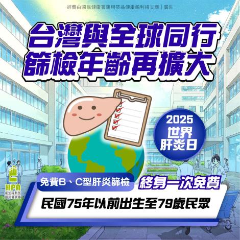 終身一次免費B、C型肝炎篩檢