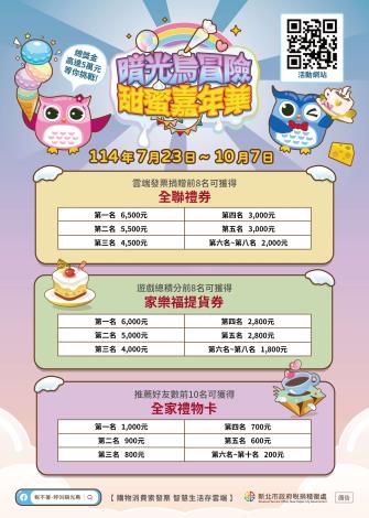 轉知114年7月23日至10月7日舉辦「暗光鳥冒險甜蜜嘉 年華」網頁互動遊戲