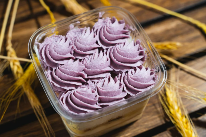 紫地瓜芋頭布丁米蛋糕