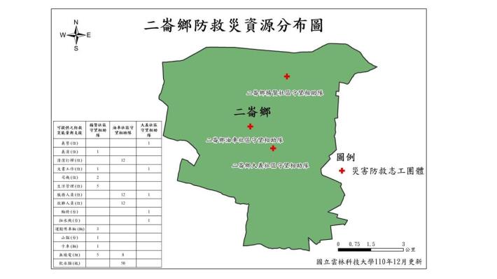 二崙鄉防救災資源分布圖