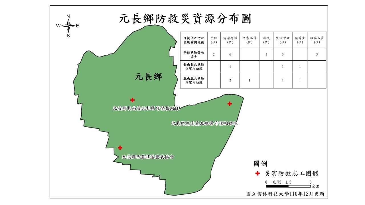 雲林縣元長鄉防救災資源分布圖