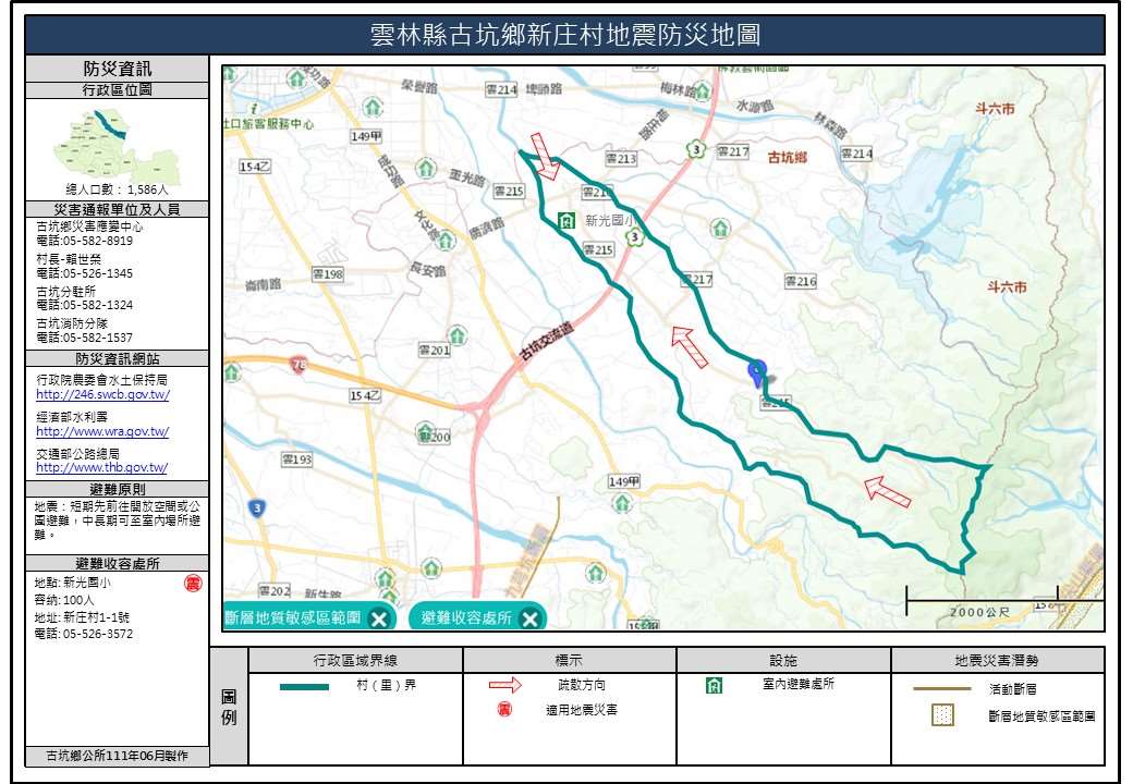新庄村地震簡易防災地圖