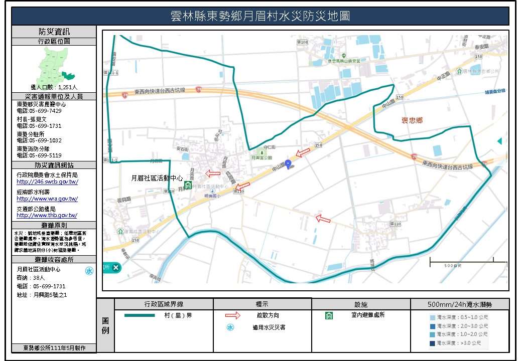 月眉村水災簡易防災地圖