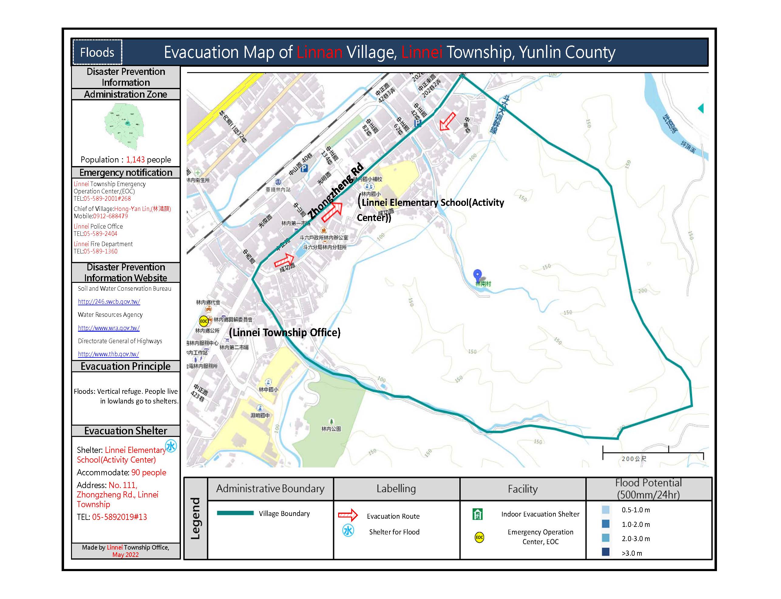 林南村水災簡易防災地圖（英文版）