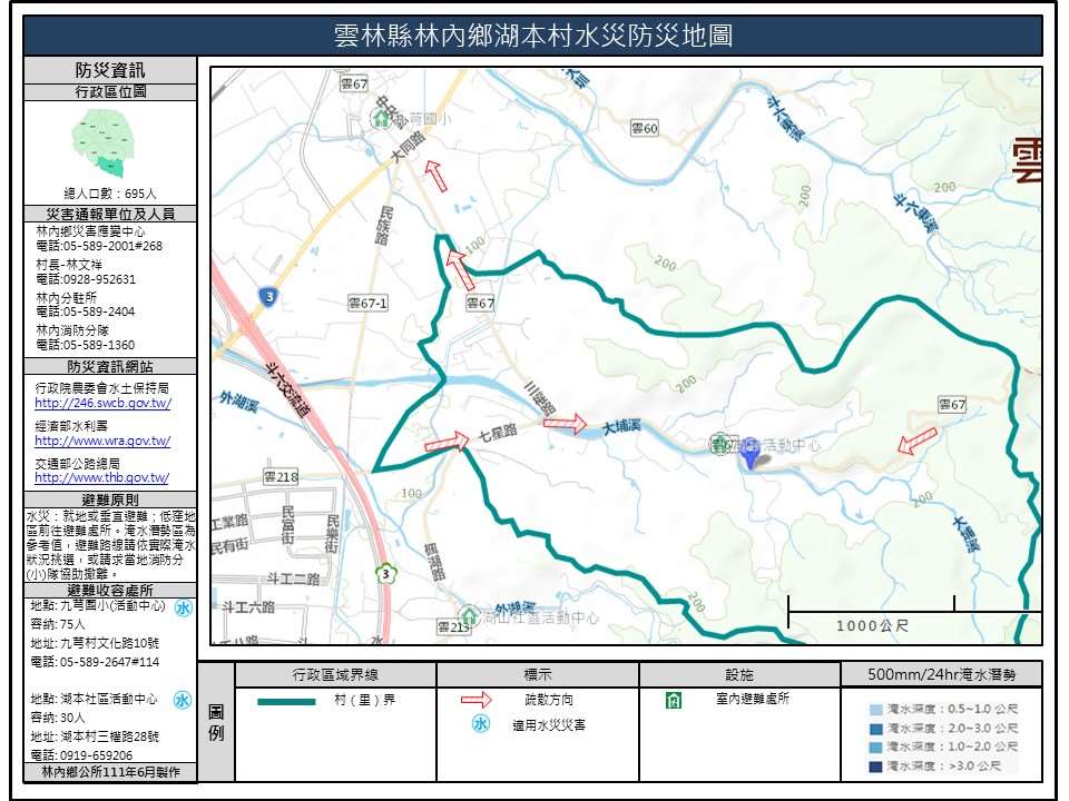 湖本村水災簡易防災地圖