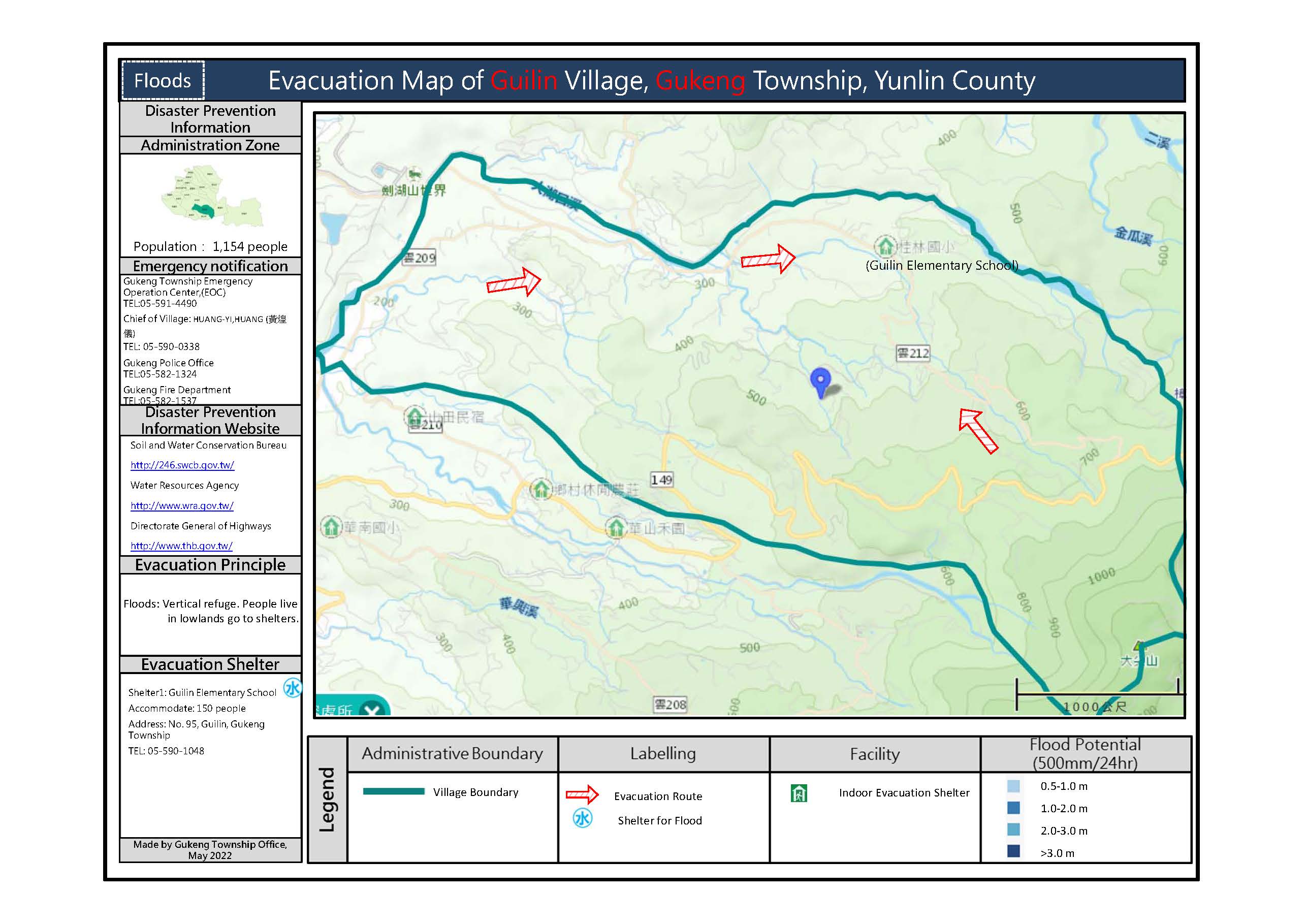 桂林村水災簡易防災地圖（英文版）